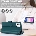 thumbnail image 4 of Compatible With iPhone 11 Wallet Case with Card Holder Kickstand Double Magnetic Clasp Zipper Pocket Lanyard Strap Wristlet, Leather Flip Case Women Men Wallet Cover,Green, 4 of 18