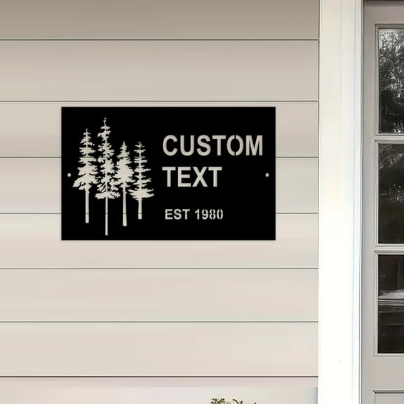 Personalized Metal Cabin Name Sign, Pine Tree Custom Metal Sign, Personalized Gift, Farmhouse Gift, Mountain House Sign