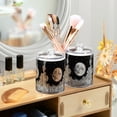 thumbnail image 3 of Yayeee 4 Pack Qtip Holder Bathroom Cotton Swab Canister with Lid Clear Dispenser Set, Black Moon, 3 of 6