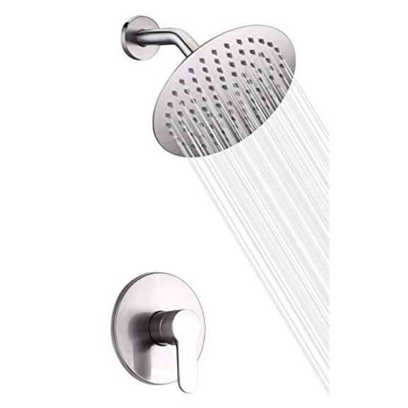 Sumerain Shower Faucet Set,Single Handle Solid Brass Shower Head Faucet Complete With Valve,Brushed Nickel
