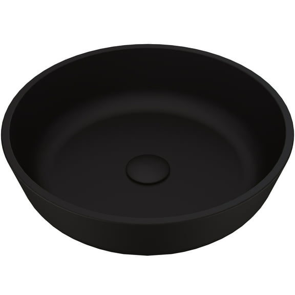VIGO Modern Modus Black Matte Shell Glass 17 in. L x 17 in. W x 4 in. H Round Vessel Bathroom Sink