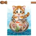 thumbnail image 1 of Cat Trap 28x40 Cute Funny Kitty Fish Bowl House Flag, 1 of 2