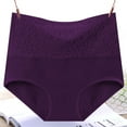 thumbnail image 3 of Scyoekwg Women's Cotton Underwear High Waisted Underwear Hip Lifting Solid Color Stretchy Comfort Ladies Underpants Hipster Panties Underpants(Purple,L), 3 of 6