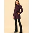 thumbnail image 3 of INSPIRE CHIC Manteau Long Classique pour Femme à Col Montant, Manches Longues, d'Hiver, Ceinturé, Violet Foncé Rouge TG, 3 of 6
