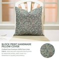 thumbnail image 2 of Fabdivine Pure Linen Block Print 18"X18" Decorative Throw Pillowcase Cover, BLue, 2 of 4
