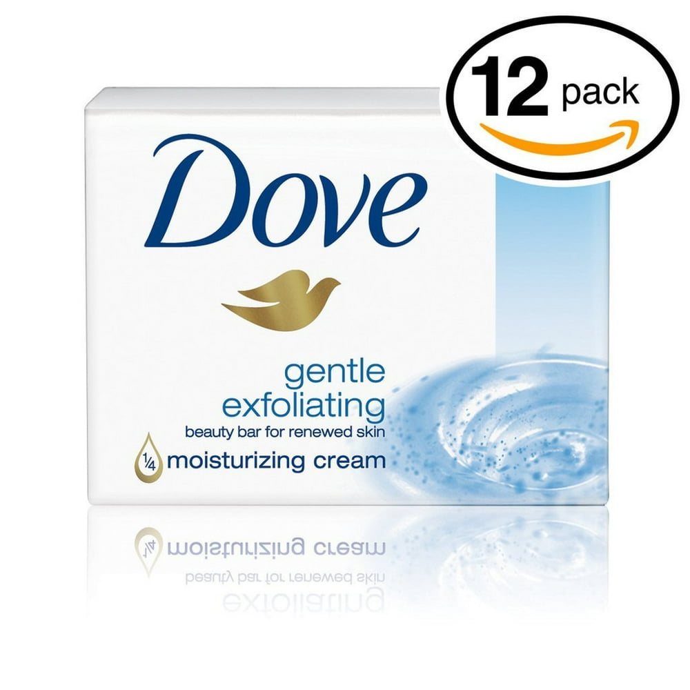 (PACK OF 12 BARS) Dove Beauty Soap Bar: GENTLE EXFOLIATING. Removes