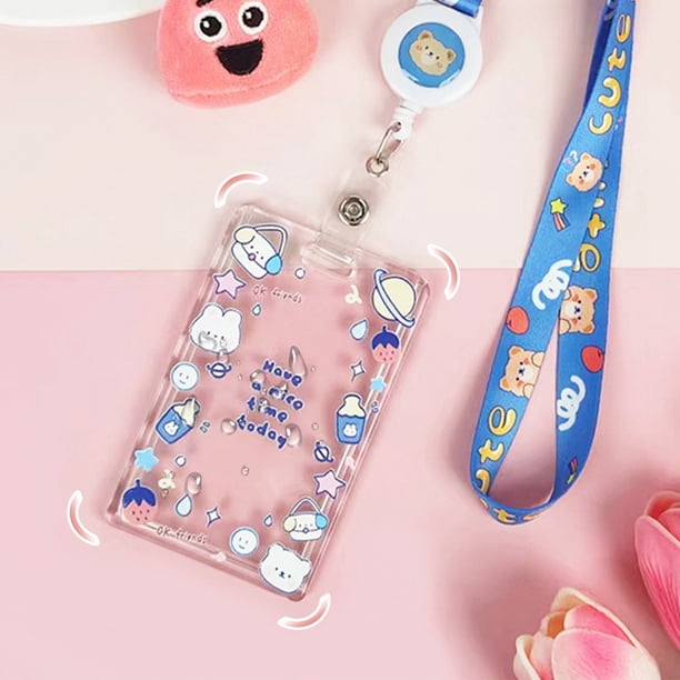 Soporte Para Tarjetas De Identificación Con Lazo Rosa, Cordones Para Tarjetas De Identificación, Protector Vertical, Mosquetón