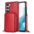 thumbnail image 5 of Samsung Galaxy S22 Crossbody Wallet Case, Zipper Pocket Phone Case Cross Body Strap with RFID Blocking Carring Bag Credit Card Premium Leather Kickstand For Samsung Galaxy S22, Red, 5 of 11