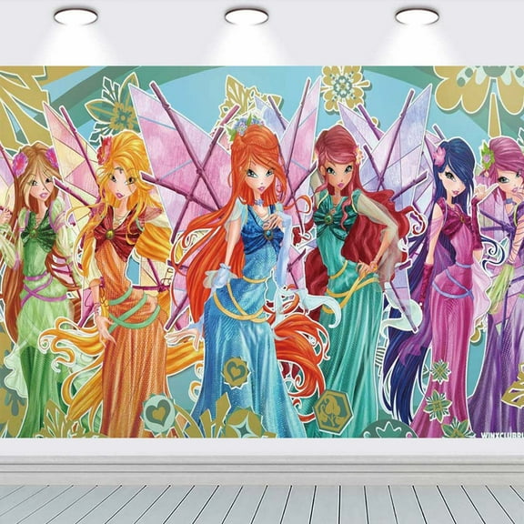 Winx Club Taspestry Wall Decor school Background Backdrop Party Supplies Banner Poster Decor Decorations