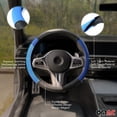 thumbnail image 3 of OMAC 14.5-15.5’’ Steering Wheel Cover Blue Black Leather Anti-Slip Breathable, 3 of 7