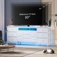 thumbnail image 4 of TROPOW 70 Inch TV Stand with Drawers and Outlet, Long Entertainment Center for 65 75 80 Inch TV, Fabric Dresser Media Console with LED Light, 4 of 8