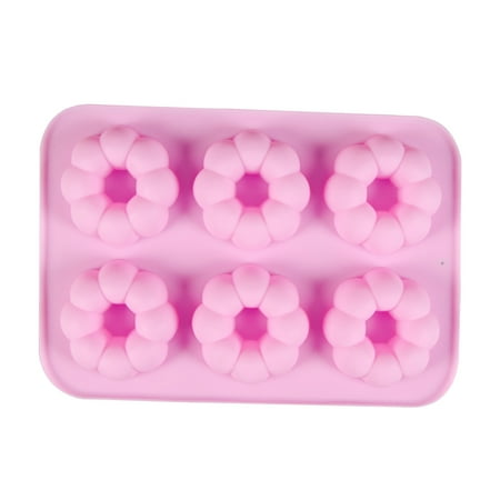 

6-Cavity Silicone Pumpkin Donuts Pan Non-stick Doughnut Molds Kitchen Baking Tray for Soap Pudding Puff Cake (Random)