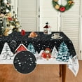thumbnail image 4 of Christmas Tablecloth 60×104 Inch, Winter Snowflake Christmas Trees Table Cloth, Black Christmas Table Cloth Rectangle, Waterproof Washable Christmas Table Cover for Party Kitchen Dining Room, 4 of 5