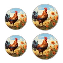 Round Stove Burner Covers 4 Pcs Metal Electric Stove Burner Covers 8Inch And 10Inch ,Lovely Rooster Butterfly Flower beautiful