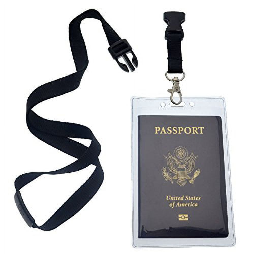 2 Pack - Clear Tear Resistant Passport Badge Holder with 2 Pack - Clear Tear Resistant Passport Badge Holder with