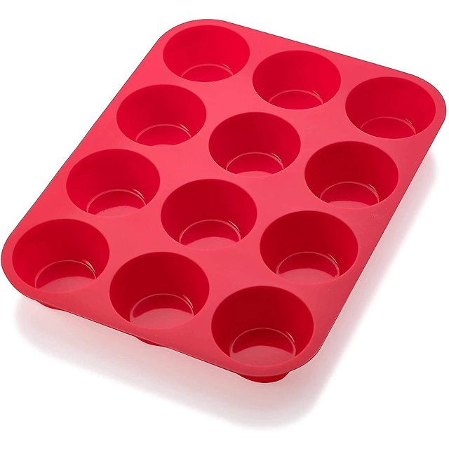 Molde antiadherente de silicona para muffins, bandeja para magdalenas, 12 tazas, molde para hornear pasteles