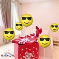 thumbnail image 4 of PMU 3 Pcs Emoji Too Cool Sunglasses Smiley Face Balloon 9 Inch Pre-Inflated with Stick and Fringe Ribbons Funny Balloons Party Birthday Decorations (Sunglasses), 4 of 6