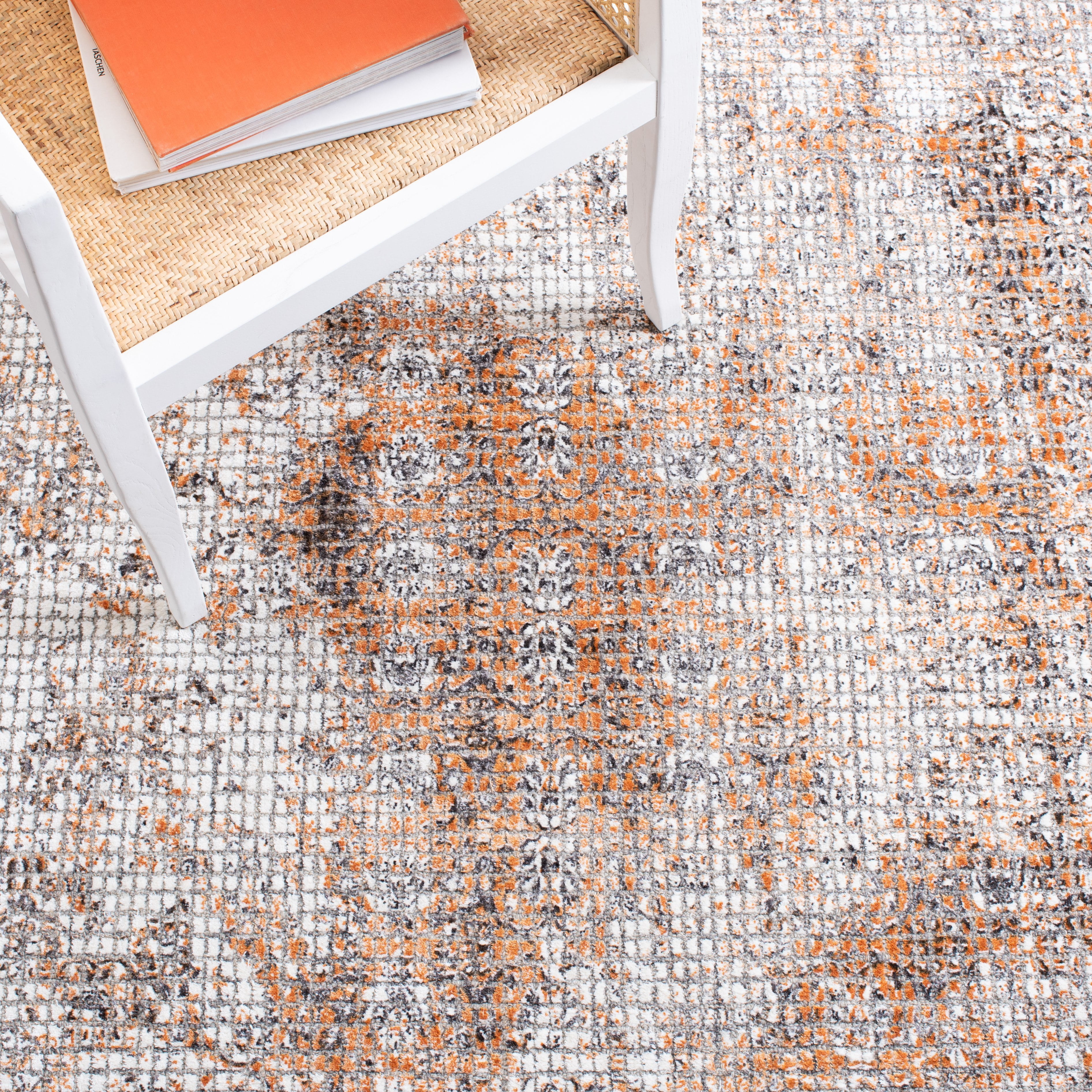 SAFAVIEH Restoration Vintage Kodey Abstract Area Rug, Rust/Orange, 6' x 6' Square
