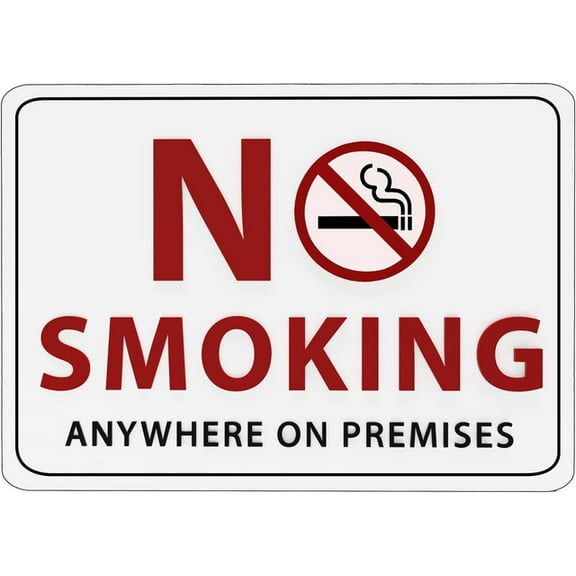 ADA CENTRAL SIGNS - No Smoking Anywhere on the Premises Sign - ADA Compliant Digitally Printed Text Wall Sign - Smoke-Free Area Signs for Offices, Businesses, Hotels & Restaurants - Aluminum 10” x 7”