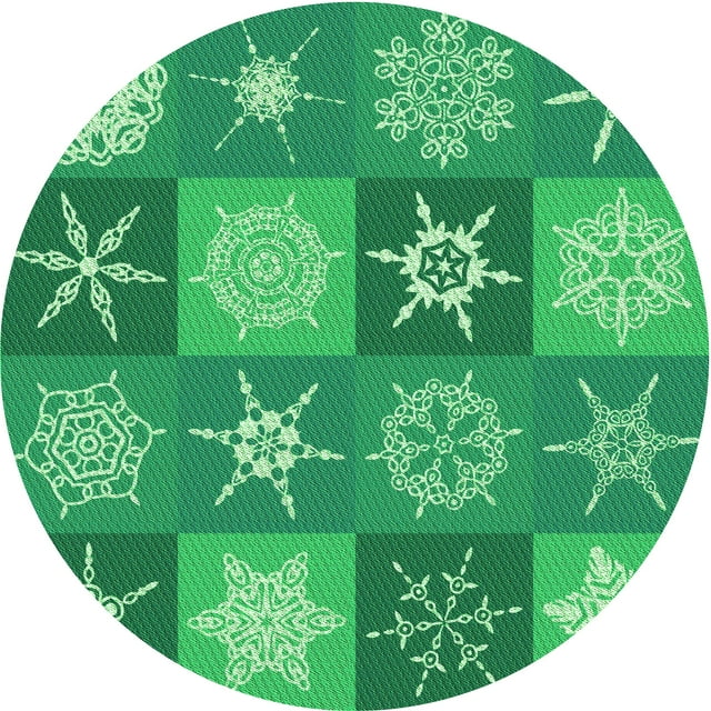 Ahgly Company Tapis Rond Lavable en Machine Intérieur Transitionnel Vert Menthe, 7 Pieds Rond