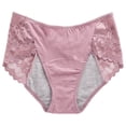 thumbnail image 2 of Lace Trim Mid-Rise Period Underwear for Women, Breathable Menstrual Panties with Leak-Proof Layer, Soft Cotton Hygiene Briefs for Comfortable Cycle Days Pink M, 2 of 3