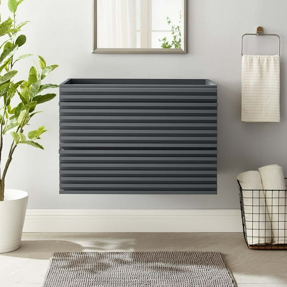 Modway Render 30" Wall-Mount Bathroom Vanity Cabinet (Sink Basin Not Included) in Gray