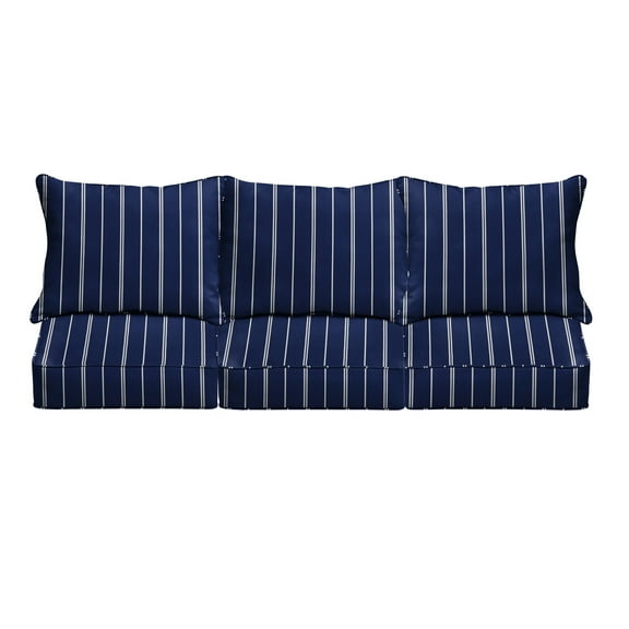 Navy with White Stripes Indoor, Outdoor Deep Seating Sofa Set, Corded