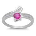 thumbnail image 1 of Channel Accented Simulated Ruby Center Cubic Zirconia Ring Sterling Silver 925, 1 of 3