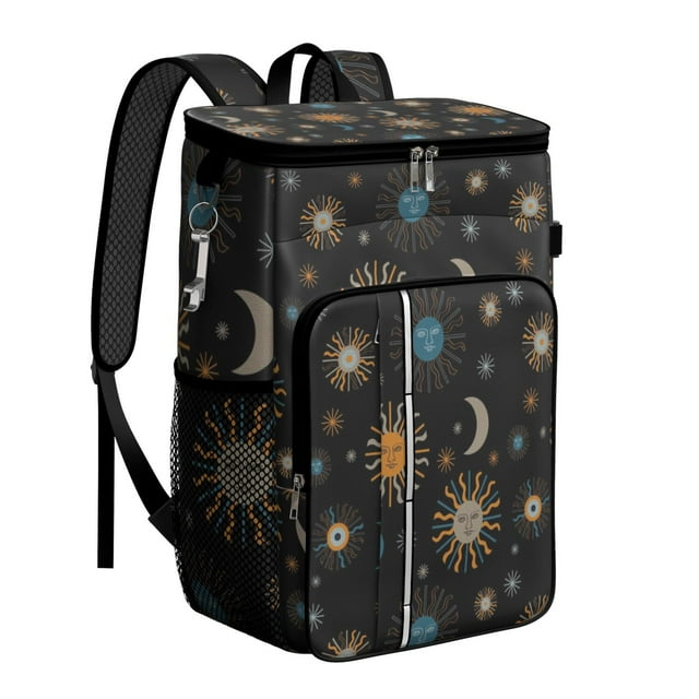 Gothic Solar and Astronomical Pattern Backpack Cooler – Leakproof Insulated Cooler Bag with Moon Phase and Star Map Design
