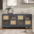 thumbnail image 2 of Antique Dark Grey Sideboard with Rattan Doors - Adds Elegance to Dining Areas, 2 of 7