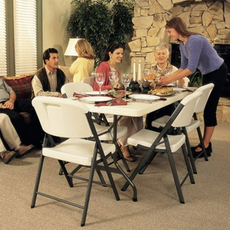 Lifetime 6 Ft Rectangle Commercial Folding Table And 8 Chair Set