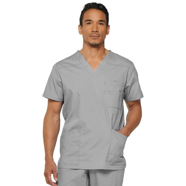 Dickies Dickies EDS Signature Scrubs Top for Men VNeck 81906, S, Grey