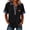 Black, variant on Women's Casual Short Sleeve Pullover Sweatshirt Denim Stitching Button Turtleneck Top Loose Comfy Solid Color, Dark Gray S