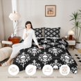 thumbnail image 3 of Homewish Hipple Halloween Skull Twin Comforter Sets,Vintage Damask Bedding Set,Black White,Black Reversible,2 Pieces,1 Comforter and 1 Pillowcase, 3 of 7