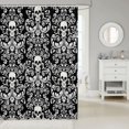 thumbnail image 2 of Damask Gothic Bathroom Accessories Adults Antique Victorian Shower Curtain Set 72"Wx84"L,Black White Sugar Skull Vintage Baroque Floral Goth Bath Curtain, 2 of 6