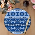thumbnail image 3 of Blue Boho Round 13 Inch Placemats Set of 2, Abstract Geometric Bohemia Ethnic Striped HeatResistant Non Slip Place Mats for Dining Table, Wipeable Braided Kitchen Table Mats for Housewarming, 3 of 9