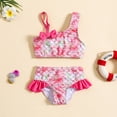 thumbnail image 2 of Girls One Shoulder Halter Bow Dazzling Colorful Bikini Beach Swimwear Set Bathing Suits, 2 of 7