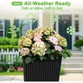 thumbnail image 4 of FENCY Set of 2 Tall Planters for Outdoor , 24 Inch Large Tapered Pots with Drainage Trays, Weather-Resistant Plastic  Containers for Patio, Porch, Garden, Front Door Decor,Black,Striped, 4 of 6