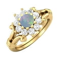thumbnail image 2 of 4.5MM Round Opal 925 Silver Yellow Plated Cluster Women Mother's Day Gift Ring, 2 of 4