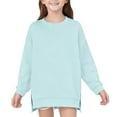 thumbnail image 3 of EnJoCho Girls Crewneck Sweatshirt - Drop Shoulder Side Split Long Sleeve Oversized Pullover Top for Kids 5-14 Years Fall Back-to-School Casual Wear, 3 of 8