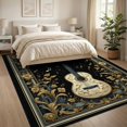 thumbnail image 3 of ODIKA 8'x10' Washable Area Rug Music Guitar Notes Retro Vintage Songbook Motif Note Acoustic for Living Room, Under Sectional, Family , Durable, Non-Slip, 3 of 7