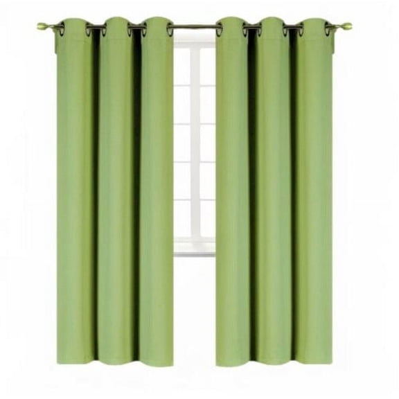 1 PAIR K68 sage green color 100 % blackout thermal drapes for living room sliding patio door window curtain top grommets noise reducing 37" inch wide X 84" inch length each panel