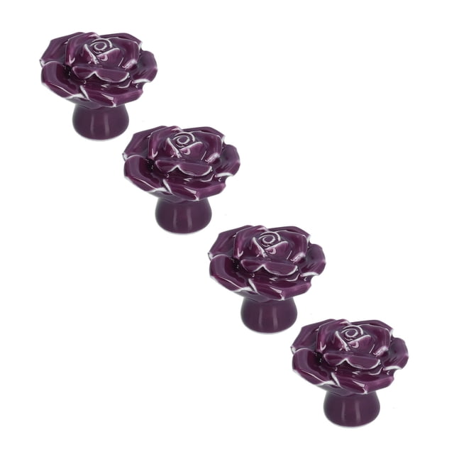 Poignée d'Armoire, Poignée de Porte en Forme de Rose Détachable Exquise pour Maison pour Salon Blanc, Rose, Violet