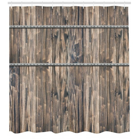 Rustic Shower Curtain, Image of Wooden Planks with Screws ...