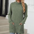 thumbnail image 2 of Kaemgyyd Fall Sweaters for Women Long Sleeve Tunic Tops Turtle Neck Solid Color Lightweight Pullover Plus Size Outfit with Pocket, 2 of 5