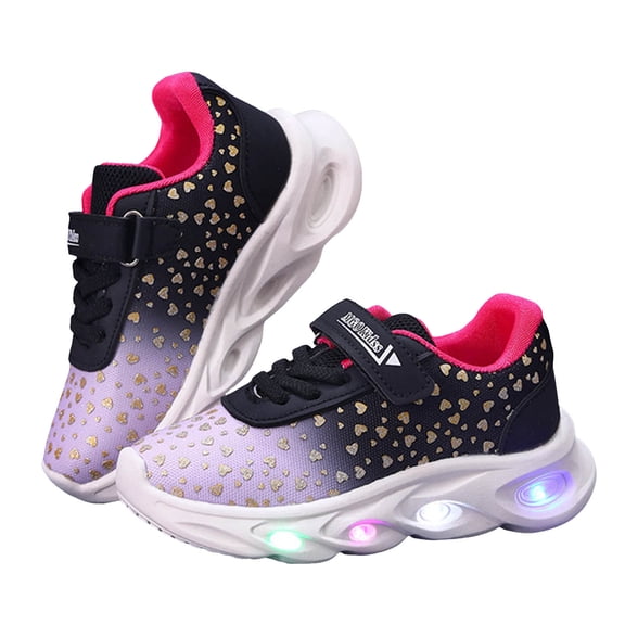 Dakaela Toddler Light up Shoes Boys Girls LED Running Tennis Sneakers Kids Lightweight Outdoor Sport Walking Shoes Black 5.5