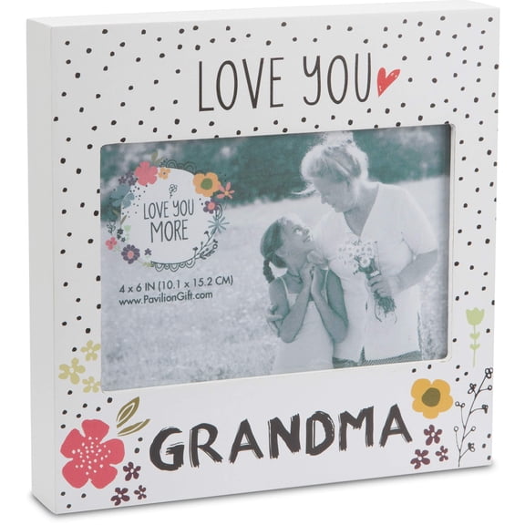 Pavilion Gift Company Grandma Floral Self Standing Picture Frame, 7"L x 1"W, White, Black, Pink, Yellow