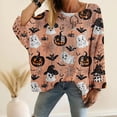 thumbnail image 2 of Halloween Women's Pullover Sweater Tops Crochet Bat Pumpkin Ghost Graphic Oversized Knit Pullover Cozy Fall Sweater Womens Long Sleeve Sweater, 2 of 4