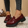 thumbnail image 3 of Mostsola Women's Low Heel Penny Loafers Shoe Lug Sole Slip on Patent Leather Loafers, 3 of 8