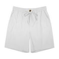 thumbnail image 5 of USNSM Mens Cotton Linen Shorts Casual Drawstring Pockets Elastic Waist 7inch Inseam Shorts Stretch Summer Beach Short White L, 5 of 8